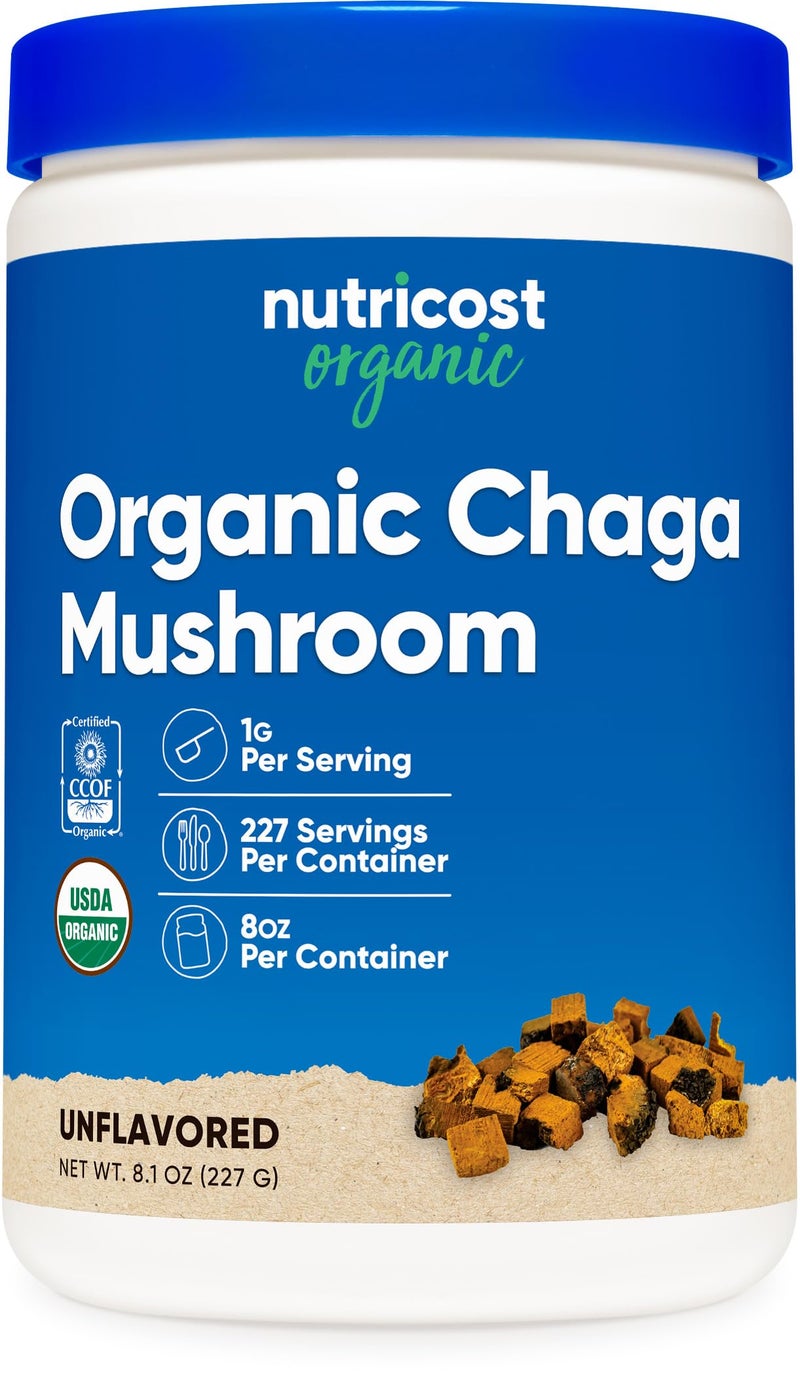 Nutricost 100 Organic Chaga Mushroom Powder 8oz 227 Servings Certified USDA Organic Gluten Free NonGMO